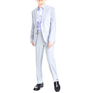 Calvin Klein Big Boy 2 pc  2 Button Silver Gray Single Breasted Suit Sz 16 R